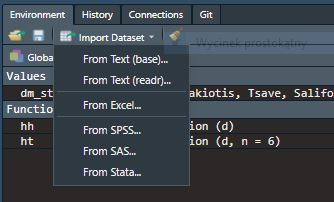 Narzędzie do importu plików programu RStudio